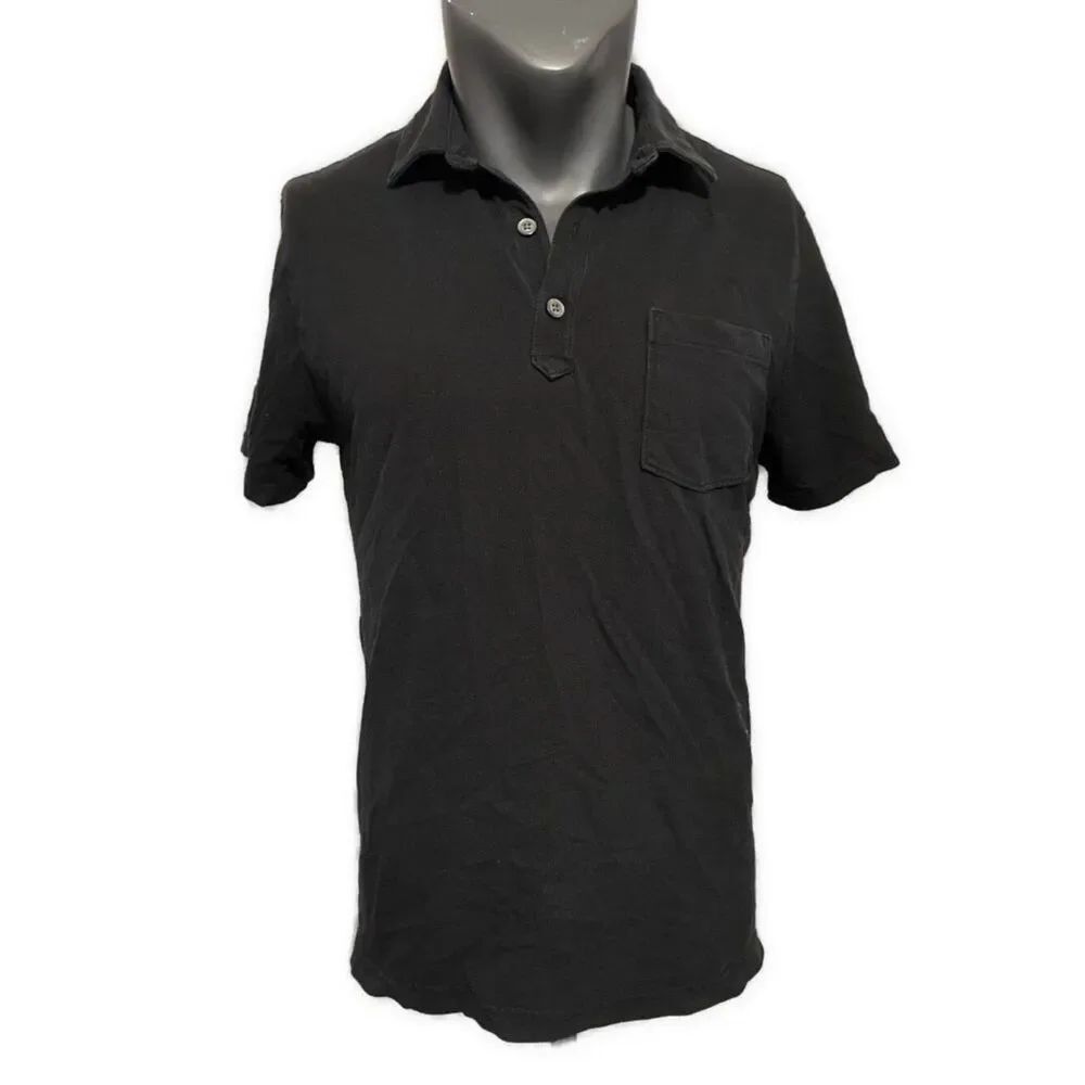 banana republic solid Dark Blue short sleeve polo shirt Performance Pique Xl